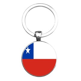 Art Attack Chilean Flag Keychain, Chile La Roja National Football Soccer Team Accessories History Party Favor Fan Car Key Chain Ring Pendant Charm (Silver), Silver, Small
