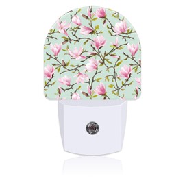 Uiaoiais Plug in Night Lights Magnolia Flowers and Leaves Nightlight Plug Into Wall Dusk to Dawn Sensor LED Night Light for Kid Girls Boys Room Decor, Hallway, Kitchen, Bathroom, Nursery, Stairs