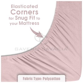 GC GAVENO CAVAILIA Percale Fitted Sheet | Ultra Soft Plain Dyed Bedding Bed Sheet | Super Soft Non Iron Polycotton Single Bed Sheet | Pink
