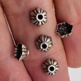 Unbranded Adorable Sea Urchin Sterling Silver Bali Bead Caps (1.7G) | 7x5mm | 5 Bead Caps|