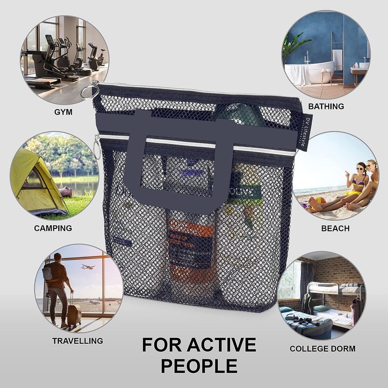 MEZOKUCEL Mesh Shower Bag Foldable Waterproof Multifunctional Hanging Bag for
