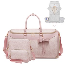Garment Bags for Travel,45L Carry on Convertible Garment Duffle bag for Men Women - 3 in 1 Hanging Suit Travel Bag with Shoulder Strap (Pink-A)