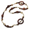 Avalaya Wood/Shell & Glass Bead Long Necklace - 108cm Length