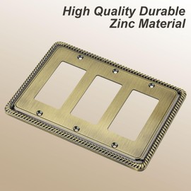 Henne Bery Rope Edge Decorative Wall Plate Switch Plate Outlet Cover (Triple Decorator, Antique Brass)