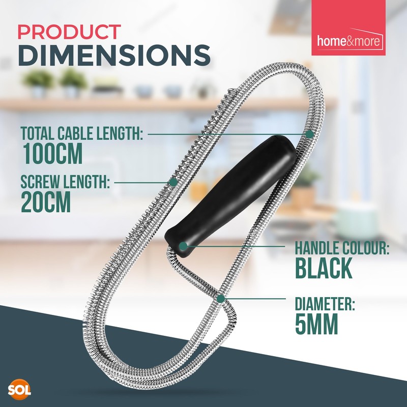 SOL 2pk Drain Snake Shower and Sink Unblocker Tool 100cm
