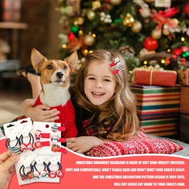 Girls Christmas Hair Accessories - 15Pcs Kids Hair Ties and Clips With Tree, Santa, Reindeer, Snowman, Bell Bobbles and Barrettes for Children and Adults Xmas Party