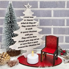 Loved ones in Heaven What do they do? A Touching Tribute with Our Wooden Memorial Christmas Tree Set - Available in 5 Stunning Colors - Thoughtful Remembrance Keepsake Gift (Red Snowflakes)