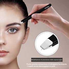 AFTREN Tweezers for facial hair women & men Professional Stainless Steel black color coated precision tweezers Slanted & Pointed Tip eyebrow tweezers for Ingrown Hair tweezers (Black)
