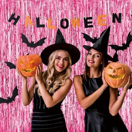 2pcs tinsel backdrop Pink Backdrop Curtain party streamers decorations Pink birthday decorations 3.3ft x 6.6ft Pink bachelorette decoration Pink backdrop for parties