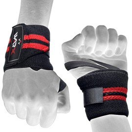 WARX Power Weight Lifting Wrist Wraps Supports Muscle Building Performance Fitness Gym Training Fist Straps - Sold as Pair & One Size Fits All