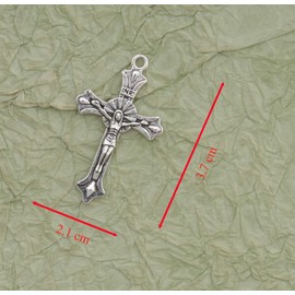 Ruwado 30 Pcs Jesus Crucifix Charms for Jewelry Making 3.7 x 2.2 cm Vintage Cross Pendants for Women DIY Necklace Bracelet Crafting Supplies Keychain Earring Decoration (Antique Silver)