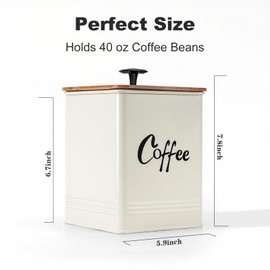 LUKMILEE Airtight Coffee Canister-Coffee Container, Airtight 40 oz Large Iron Beige Storage Container for Coffee Grounds, Beans, Pods & More,Coffee Bar Accessories & Gifts