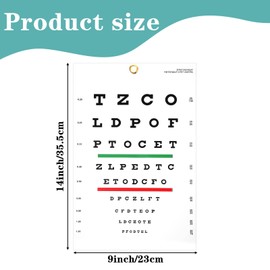 YBEATY Eye Chart Upgraded Snellen Eye Chart 14 × 9 Inches Plastic Low Vision Eye Wall Charts Colorful Visual Acuity Test Wall with Metal Eyelet for Women Men Exams 10 Feet Distance