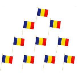 10 Pack Romania Flags - RO Handheld Flag- 5x8 in,Rumanian Mini Flag. Suitable For Party Decorations, Store Displays, Bar Decorations And National Day Parades.