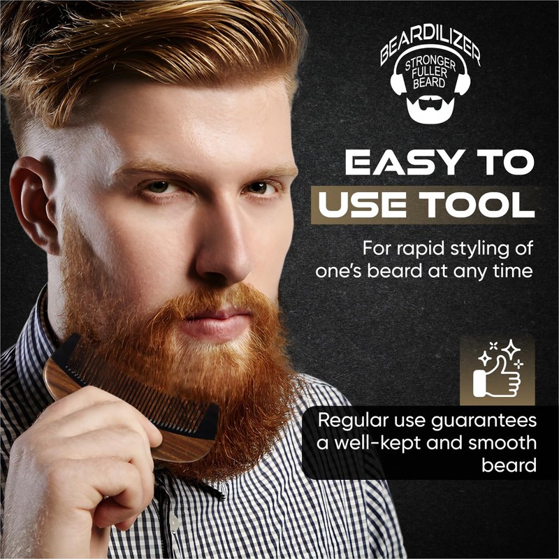 Beardilizer Premium Beard Comb for Men - 100% Natural Black