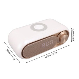 Gavigain 3 in 1 Wireless Charger Speaker with FM Radio Alarm Clock LED Digital Alarm Clock for Bedroom (White Spray Gold 10W)