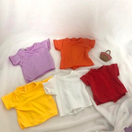 AugFrog 5 Pcs Doll T-Shirts for 18 Inch Dolls, Summer Outfit Doll Clothes Doll Accessories, Short Sleeved T-Shirts Classical Tee Fit for 18 Inch Doll (Mixed-Color)