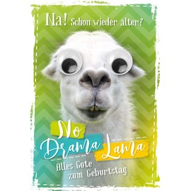 Birthday card with big googly eyes, Lama.