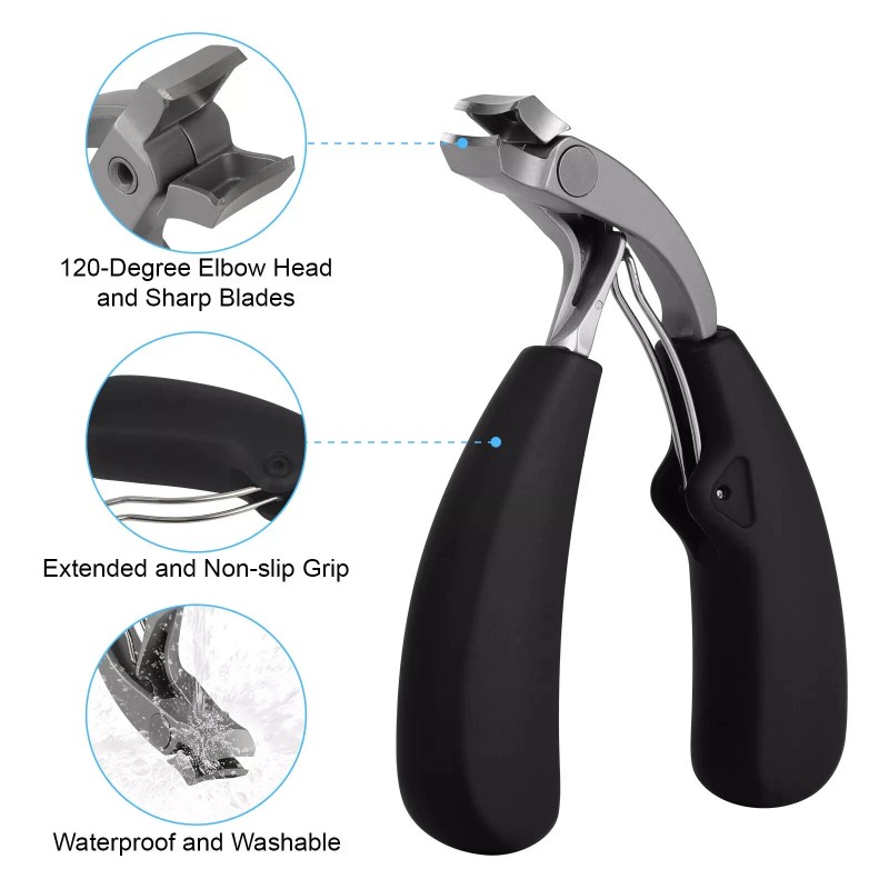 Professional Toenail Clipper for Thick Nail Angled Head Large Mouth