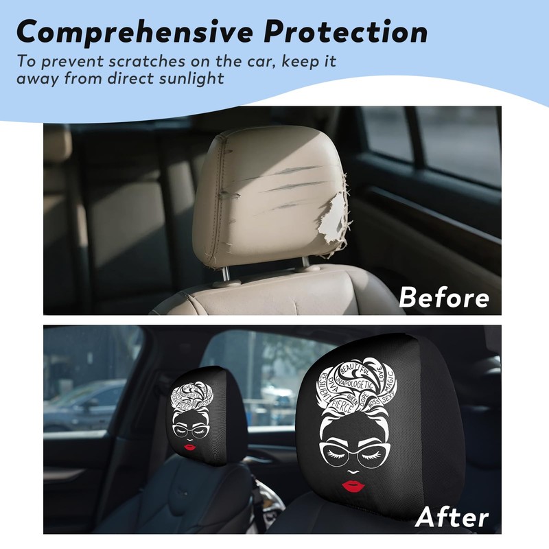 YHAPW 2PCS Headrest Covers for Cars, Soft Elastic Fabric Car