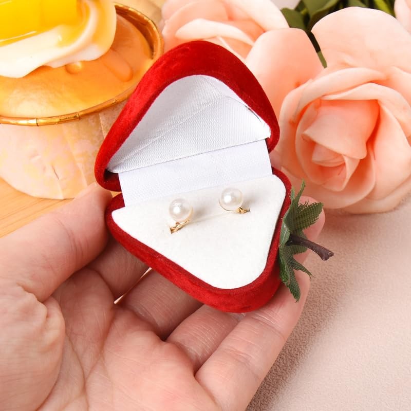 Strawberry Ring Box Red Velvet Ring Gift Box for Husband