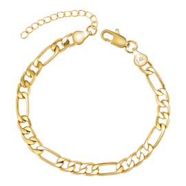 FANCIBAND Bracelet Men Women Silver 14k Gold Figaro Couple Bracelet Adjustable Gifts for Men and Women Gift Birthday Christmas Anniversary Valentine's Day, Stainless Steel, No gemstone