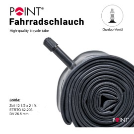 Point 08120801 Bicycle Inner Tube ETRTO 62–203–DV Valve, Black, 12.5 x 2 1/4 Inches, 08120001
