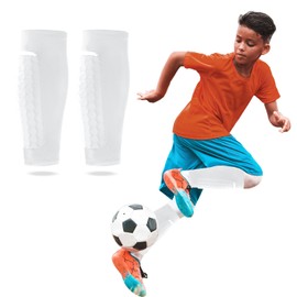 Football Shin Pads Boys, Shin Guard Sleeves Featuring Collision Avoidance Breathable Lightweight Character, Suitable for Protecting the Calves of Boys and Girls (White, XS)