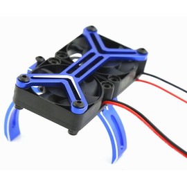 RC Motor Heatsink Dual 20000rpm 30mm Cooling Fan 40-42mm Adjustable Mount for 1/7 1/8 Arrma 4074 Motor, for 4274 4068 4268 Motor Upgrades Part(Navy Blue)