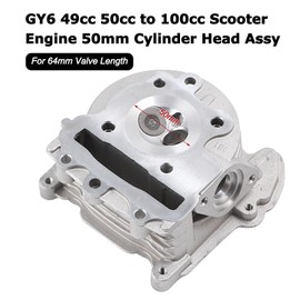 Minho GY6 50mm/1.97" Cylinder Head Assy with 64mm Valves Made of Aluminum Alloy,Compatible with Chinese Scooter Moped ATV Go Kart 4-Stroke 139QMA 139QMB GY6 100cc Engine,Non EGR Type