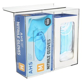 AMERICAN HOSPITAL SUPPLY Double Glove Dispenser with Lid [Pack of 1] - Transparent Storage Container with Screws, Clear Acrylic Container for Gloves, Face Masks, Hairnets | Industrial and Scientific