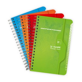 Clairefontaine Calligraphe 241C Vocabulary Book / Address Book with Spiral Bound 11 x 17 cm 50 Sheets Squared 70 g Assorted Colours Pack of 1