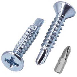 SKIR'CO Pack of 150 DIN 7504 P Galvanised Steel 3.5 x 19 mm Self-Drilling Screws for Metal, Tapping Screw, Countersunk Head