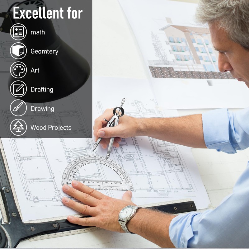 EBOOT Student Geometry Math Set, Metal Drawing Compass and 6