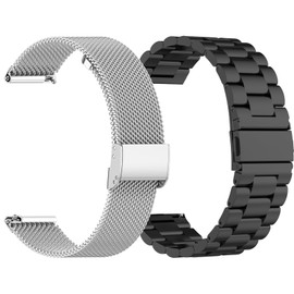 Chofit Quick Release Band Compatible with Spade Health Smartwatch 3 Bands for Women Men Metal Stainless Steel Mesh Replacement Band Bracelet Straps Wristband Accessories (Black&Silver)