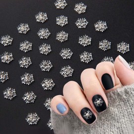 100 Pcs Christmas Nail Charms Snowflake Nail Art Charms with Rhinestones Designs White Transparent Snowflake Nail Supplies for Acrylic Nails Xmas Nail Decoration for Women DIY Manicure Accessories