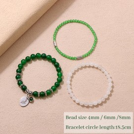 Bolinailo 3PCS Crystal Bracelet for Women, Birthstone Amethyst Bead Bracelet Set Stretch Healing Natural Stone Charm Bracelets Birthday Jewelry Gifts for Women