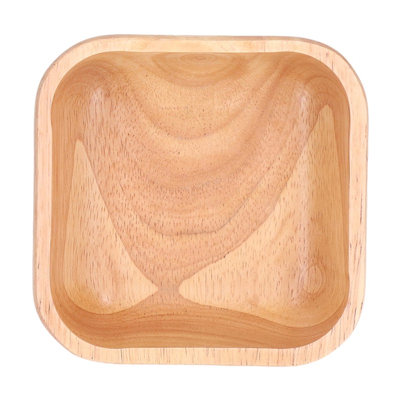 Rubber Wood Salad Bowl Handcrafted Simple Stylish Square Bowl Tableware