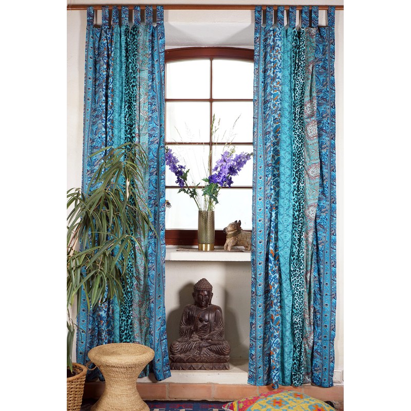 GURU SHOP Boho Patchwork Curtains, 1 Pair Bohemia Curtain Made