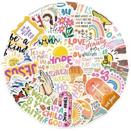 52PCS Jesus Bible Verse Stickers for Adults Kids Teens,Christian Verses Religious Aesthetic Waterproof Decals for Water Bottles Phone Cases Scrapbooks Laptops Notebooks Helmet Journaling Guitar