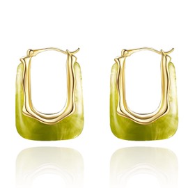 Acrylic Hoop Earrings for Women Gold Chunky Statement Huggie Earrings Clear Green Resin Drop Earring Minimalist Trendy Jewelry Gift (green hoop)