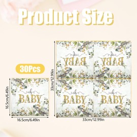 Bliceon Baby Shower Napkins, Sage Green Eucalyptus for Boy and Girl Baby Showers and Gender Reveal Parties, Serviettes for Celebrations and Gatherings