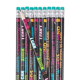 Fun Express Growth Mindset Pencil Assortment - 24 Pieces - Educational and Learning Activities for Kids