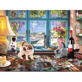Buffalo Games - Cats Collection - Puzzler's Desk for 168 months to 1200 months - 750 Piece Jigsaw Puzzle, Multicolor