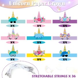 36Pcs Unicorn Birthday Party Hats Glitter Unicorn Horn Crown Headbands with Colorful Horns and Flowers for Boys Girls Princess Dress Up Theme Party Decorations Favors Baby Shower Supplies 9 Styles