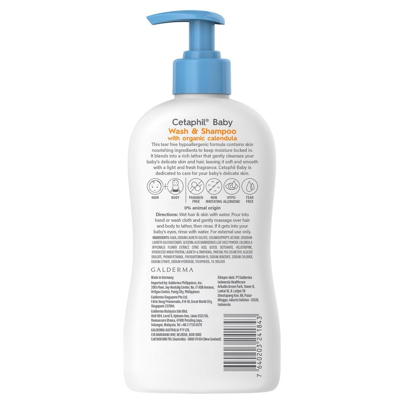 Cetaphil Baby Calendula Wash and Shampoo 400ml, for Baby's Sensitive