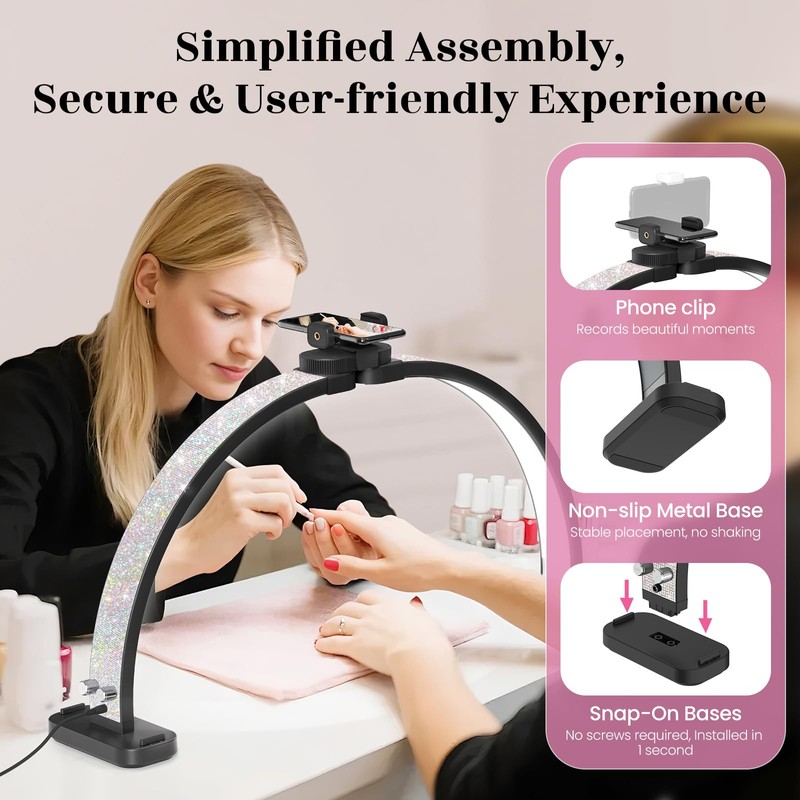 Half Moon Manicure Table Light: 31-inch Half Moon Light For