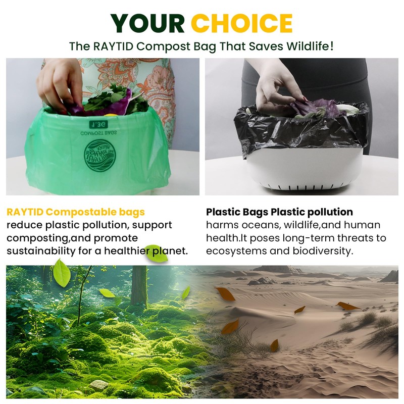 Compost Bags 1.3 Gallon,100 Count,Compostable Small Trash Bags for Kitchen