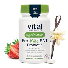 Hyperbiotics Vital Nutrients Pro Kids Probiotic ENT | Toddler Probiotics for Kids Ear, Nose and Throat | Targeted Immune and Digestive Health | Strawb