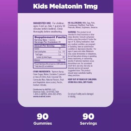 Natrol Gomitas de Melatonina para Niños | 1mg por Goma | 90 Piezas con Sabor a Bayas | Apoyo al Sueño para Rutinas Nocturnas más Fáciles